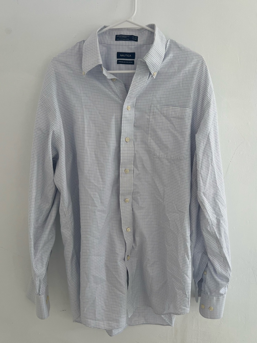 Nautica Men's Light Blue Micro-Check Dress Shirt